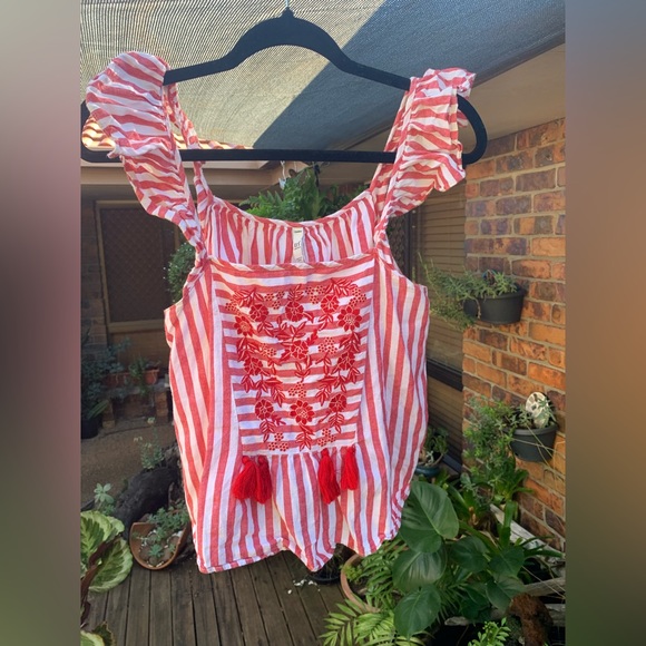 ▫️host pick▫️Zara ruffle embroidered tassels crop top - Picture 9 of 9